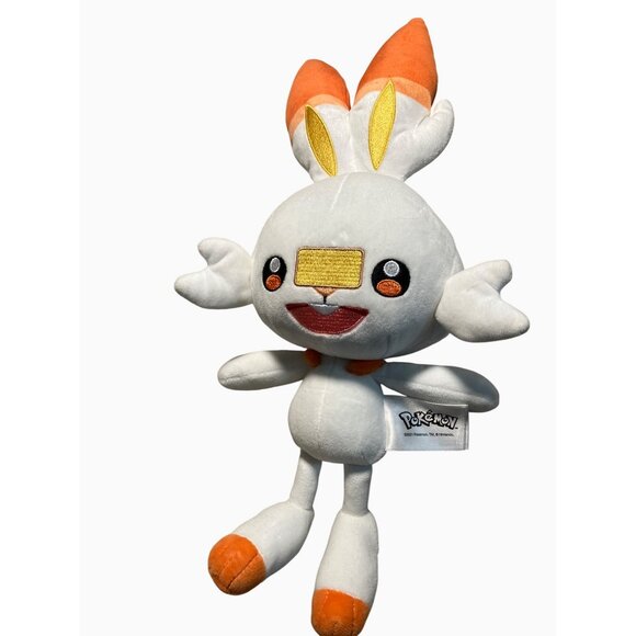 Pokémon Scorbunny Plush Toy 12" Tall 2021 Orange & White - Picture 4 of 11